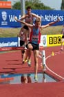 Mark Draper leads the 3000 metres steeplechase at the Sainsbury's British Championships, Birmingham.